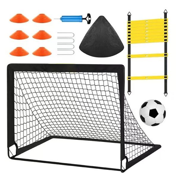 Kids Soccer Training Set - Portable Foldable Goal With Football Net For Indoor & Outdoor Play (Includes Ball & Pump)_voghion.com