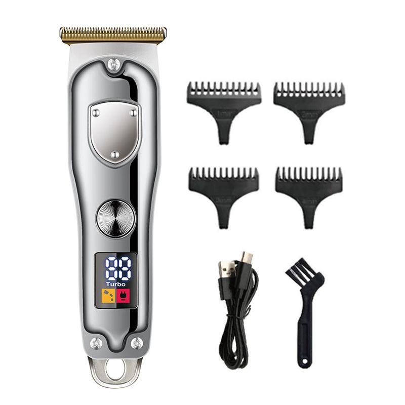 Kabellose Haarschneidemaschine, professioneller Haarschneider aus Metall, LCD-Display, elektrischer Trimmer, wiederaufladbarer Haarschneider, Hine_voghion.com