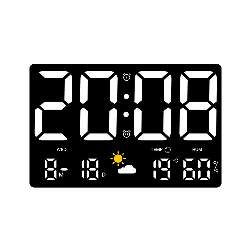 Orologio meteorologico multifunzione colorato con sensore di temperatura e umidità da parete con grande schermo 8012_voghion.com