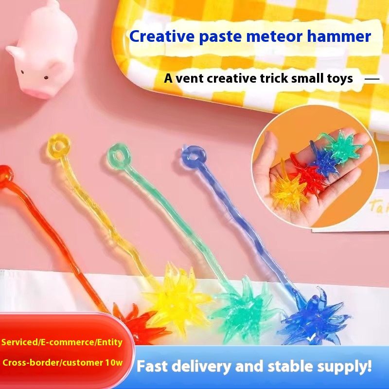 Nostalgic Children's Fun Toy Meteor Hammer Soft Glue Man Swinging Hands Stretching Sticky Elastic Spider Web_voghion.com