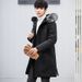 Korean-Style Men's Down Jacket – Mid-Length Winter Coat With Fox Fur Collar & Ultra-Warmth_voghion.com