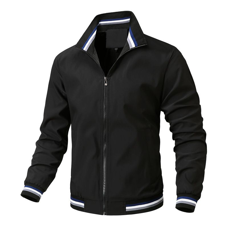 Men's Lightweight Stand Collar Jacket - Waterproof Windbreaker With Multi-Pockets, Slim Fit Zippered Casual Coat For Spring/Fall_voghion.com