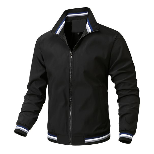 Men's Lightweight Stand Collar Jacket - Waterproof Windbreaker With Multi-Pockets, Slim Fit Zippered Casual Coat For Spring/Fall_voghion.com