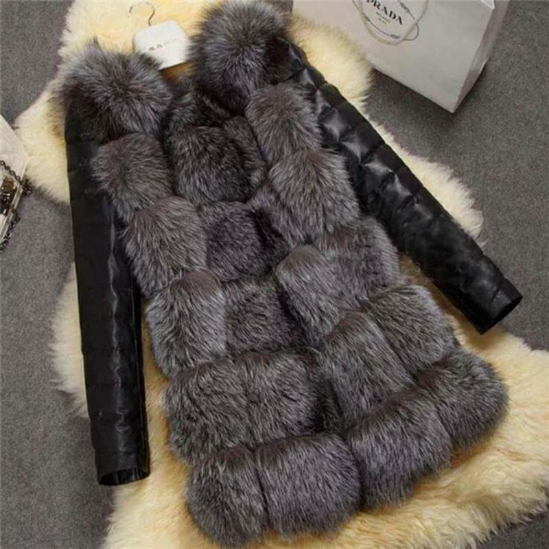 Women's Clothing Jacket Coat Slim Leather Jacket Women 2024 Winter Black Long Sleeve Thick Warmth_voghion.com