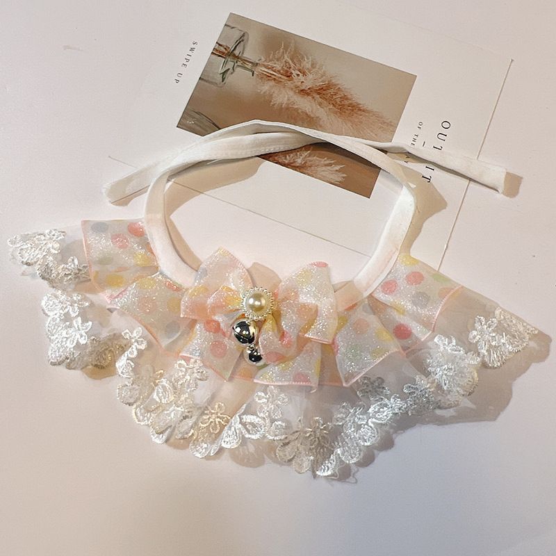 Bavaglino decorativo in stile principessa con sciarpa e collare in pizzo per cani e gatti, fata e bambola di pezza_voghion.com