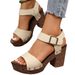 Large-size Waterproof Platform Sandals For Women With Buckles And Chunky Heels_voghion.com