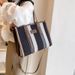 Nowa torba z grubej bawełny o dużej pojemności płócienna torba damska transgraniczny handel zagraniczny kontrastowy kolorowy pasek torba na ramię trend w modzie torba listonoszka_voghion.com