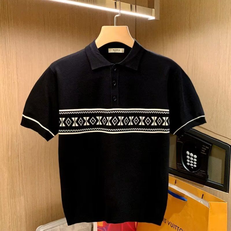 Men's Clothing New simple youth popular summer 2024 men's all match trendy POLO shirt men's five point sleeves ins_voghion.com