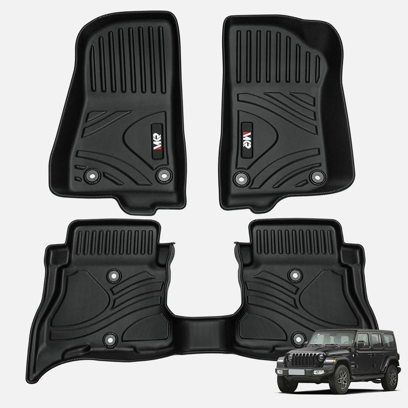 3PCS Non-Slip Durable TPE ECO Car Floor Mat Compatible With Jeep Wrangler JL 4xe (Not For 2 Door And JL Unlimited Models) 2021-2024_voghion.com