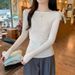European Style Autumn Korean Version Round Neck 6 Wool Solid Color Casual Long Sleeve Soft Knitted Base Shirt Top_voghion.com