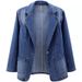 Women's Slim Fit Denim Blazer Jacket Single Button Open Front Casual Spring Fall Coat_voghion.com