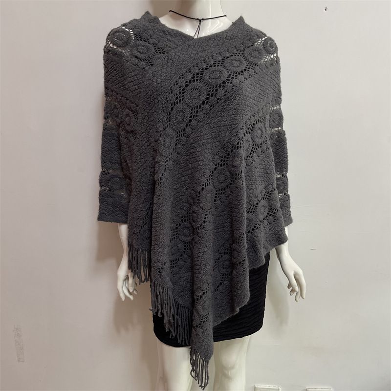 Top ampio oversize autunno inverno, mantello scavato alla moda e casual, accessori di abbigliamento in tinta unita_voghion.com