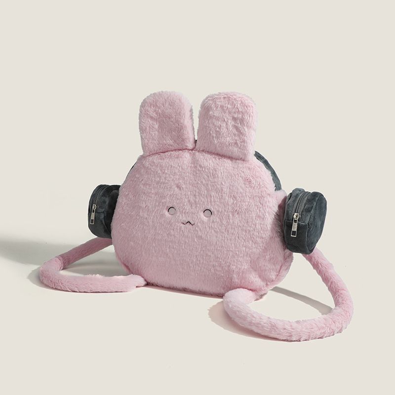 Unique autumn and winter earphones rabbit women 2024 new cute plush for students attending classes commuting backpack_voghion.com