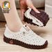 Spring And Summer Casual Loafers For Moms, Breathable Soft Sole Large Size Women's Shoes With Hollow Design_voghion.com