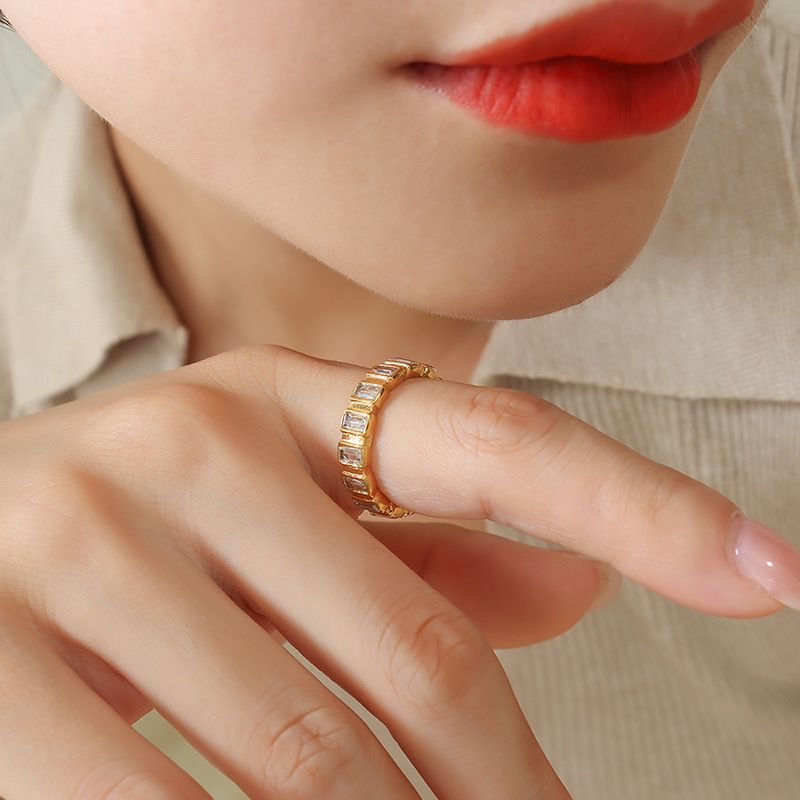 Personalized Full Diamond Zircon Ring Titanium Steel Gold-plated Index Finger Ring Niche Jewelry_voghion.com