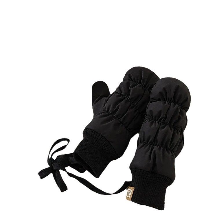 Naujos pūkinės medvilninės pirštinės pirštinės mergaičių elastinės aksominės šiltos, lietaus nepraleidžiančios slidinėjimo žieminės dviračių pirštinės_voghion.com