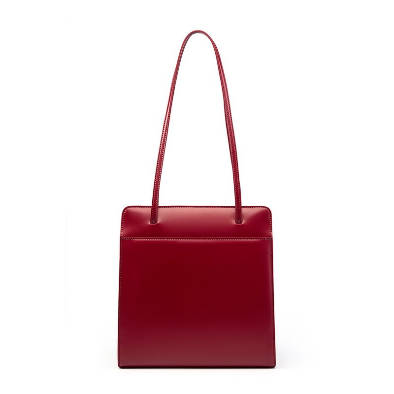 Borsa tote per l'inizio dell'autunno, borsa a secchiello in pelle di alta qualità, temperamento retrò, borsa rossa da donna_voghion.com