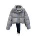 Women's Short PU Leather Down Jacket Winter Puffer Coat With Hood, Lightweight Warm Quilted Outerwear For Casual Streetwear_voghion.com