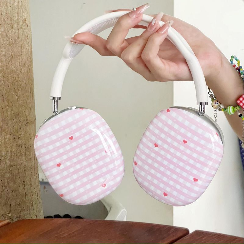 Plaid Love Filin Adequado para airpods Max Conjunto de proteção para fones de ouvido com capa de ouvido montada na cabeça Protetores auriculares Estojo para fones de ouvido_voghion.com