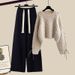 Women's Clothing Plus Size Women's Knit Sweater & Wide Leg Pants Set, Autumn Casual Outfit, Loose Fit Comfortable Two-Piece Coordinated Set Available_voghion.com