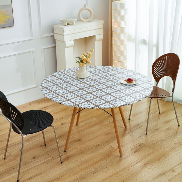 Tovaglia rotonda in poliestere di alta qualità con lacci, impermeabile e antipolvere, stampa geometrica in stile scandinavo, diverse misure (60-120 cm)_voghion.com