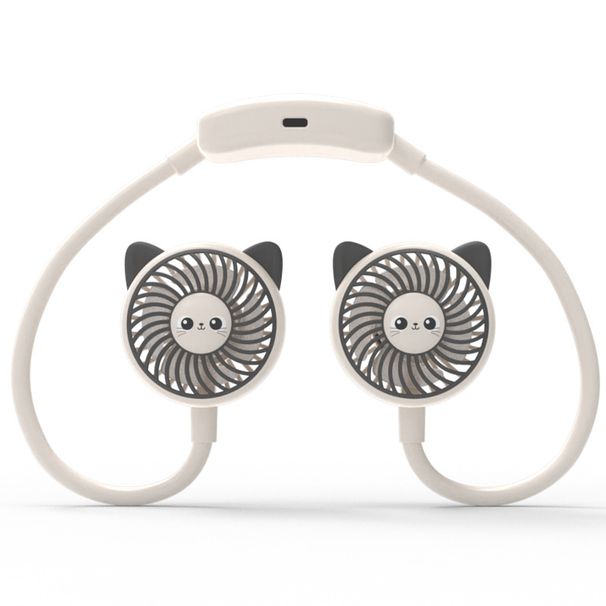 Ventilatore da collo pigro - Mini refrigeratore portatile per studenti ricaricabile tramite USB, stile cartone animato, 2025_voghion.com