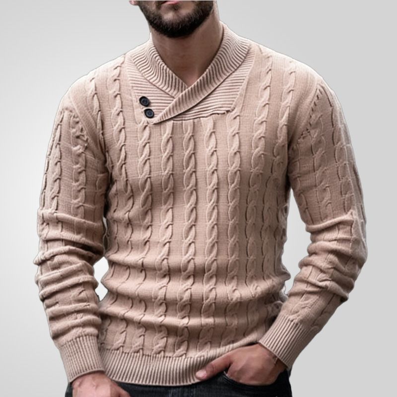 Herrenbekleidung Frühling und Herbst dünner Strickpullover Top Revers klassischer gedrehter Pullover_voghion.com