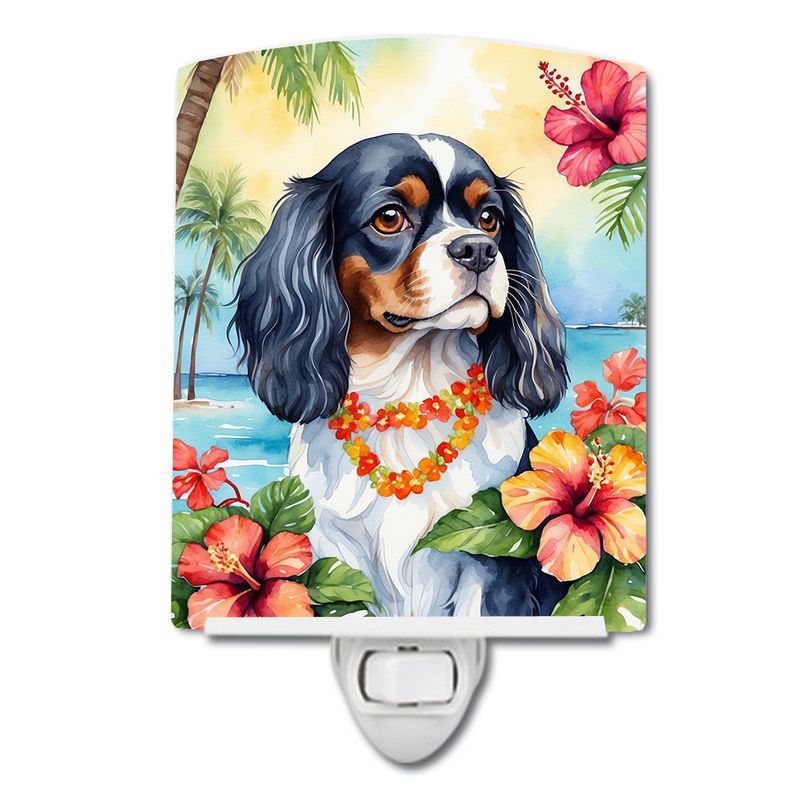 NEW Cavalier Spaniel Luau Ceramic Night Light Compact, UL-Certified, Ideal for Bedroom, Bathroom, Nursery, Hallway, Kitchen, 6x4x3, Multicolor_voghion.com