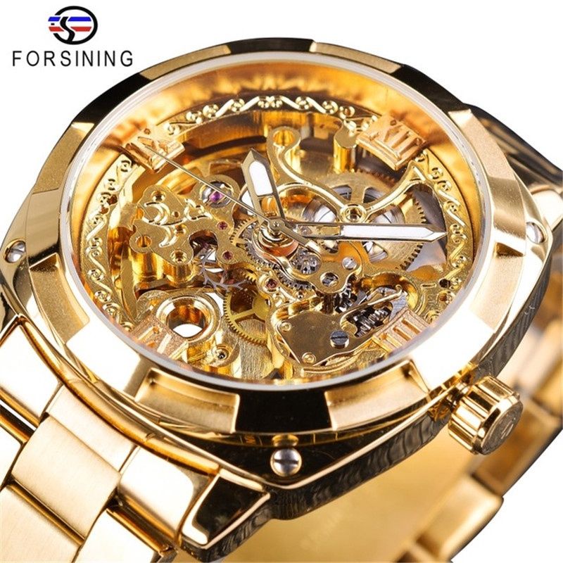 Forsining Erkek Moda Eğlence İş İçi Boş Su Geçirmez Otomatik Mekanik Saat, Erkekler İçin Lüks İş Saati_voghion.com