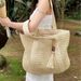 Borsa tote in paglia intrecciata a macchina, stile coreano, da donna, grande capacità, con nappe, da spiaggia_voghion.com