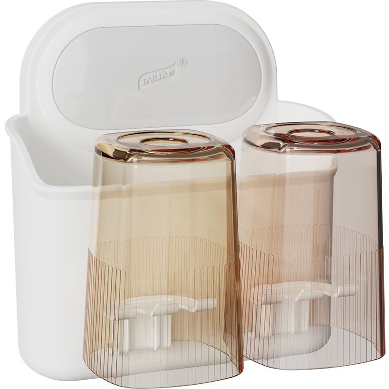 Portaspazzolino antibatterico con ventose - Montaggio a parete per il bagno (2 in 1 portadentifricio e portabicchieri) Design impermeabile e salvaspazio_voghion.com