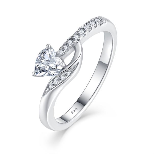 Geometryczny pierścionek z cyrkonii s925 srebrny prosty modny pierścionek z diamentami biżuteria srebrna biżuteria_voghion.com