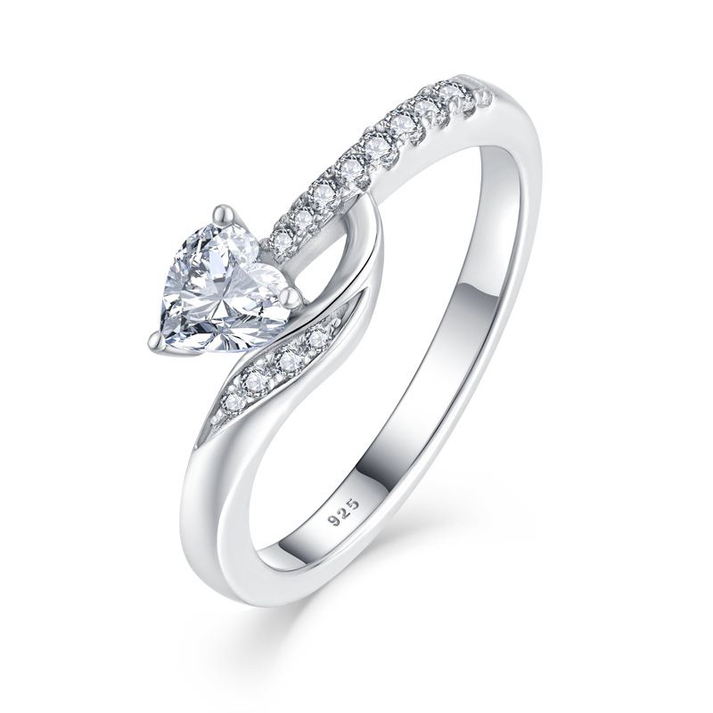 Anel de zircão geométrico amor s925 prata simples moda diamante anel jóias prata jóias_voghion.com