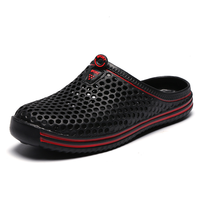 Herrenschuhe Sommersandalen Mesh-Hausschuhe Herren Casual Vogelnestloch Strandschuhe Bedecken Füße Faule Halbschuhe Große Größe_voghion.com