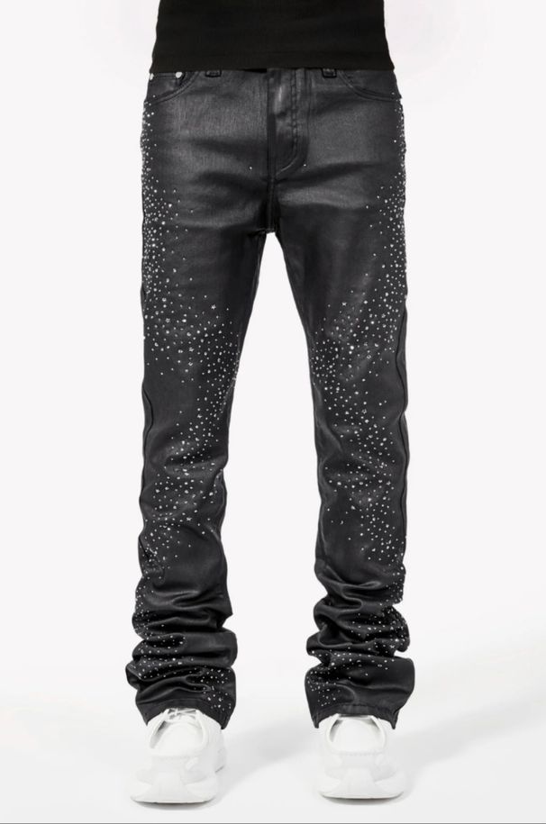 Herrenbekleidung Herrenmode Ins Hot Black Slim Star Diamond Verschiedene Jeans_voghion.com
