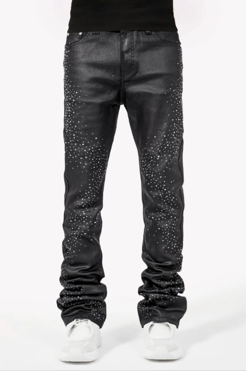Abbigliamento Uomo Moda Uomo Ins Hot Black Slim Star Diamond Jeans Assortiti_voghion.com