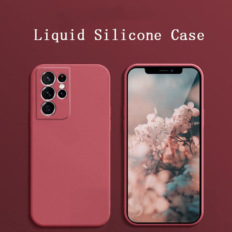 Quadratische Flüssigsilikonhülle für Samsung Galaxy S22 Plus S21 Ultra S20 FE A52 A72 A71 A51 S10 Plus A42 A32 Slim Matte Sof_voghion.com