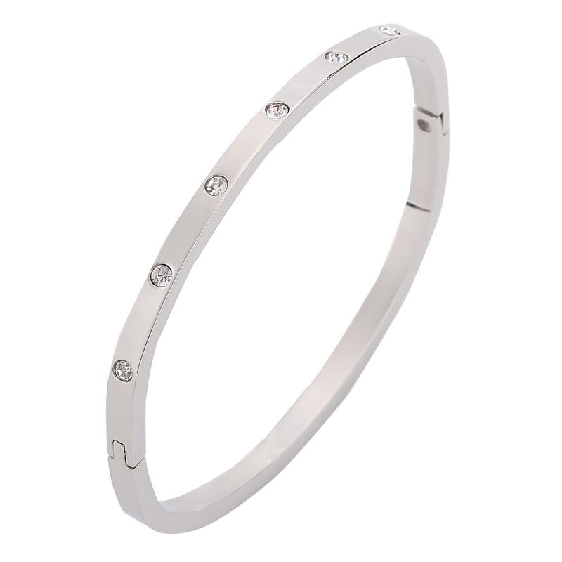 Bracciale da donna in acciaio inossidabile con intarsi in zircone, modello quadrato classico_voghion.com