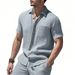 Summer Men's Woven Lapel Solid Color Large Size Casual Simple Business Short Sleeved Shirt Men_voghion.com