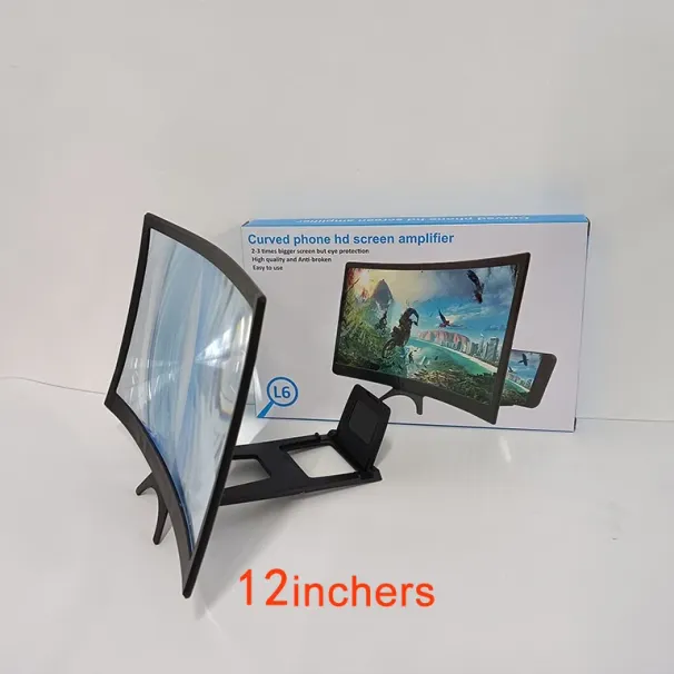 12" Curved Magnifier 3D HD Magnifying Projector Screen Enlarger Cell For Movies Video Foldable Phone Stand Holder_voghion.com