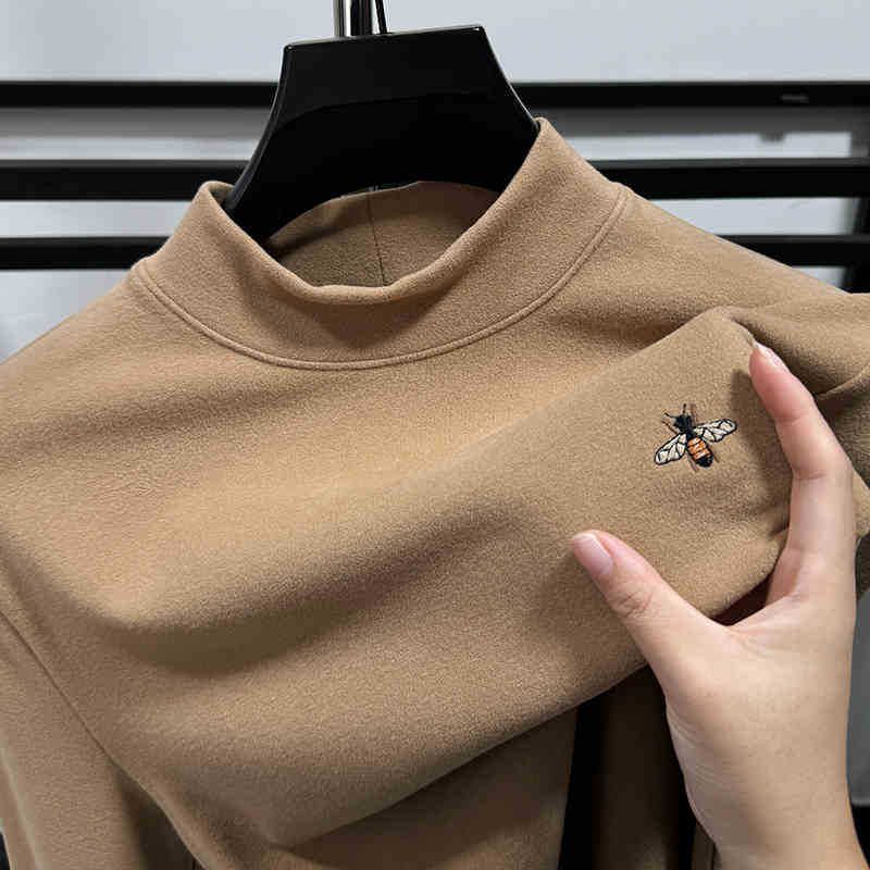 Premium Double-Layer Fleece Sweatshirt For Men – Slim-Fit Thermal Base Layer With Brushed Micro Velvet Interior, Semi-Turtleneck Winter Pullover_voghion.com