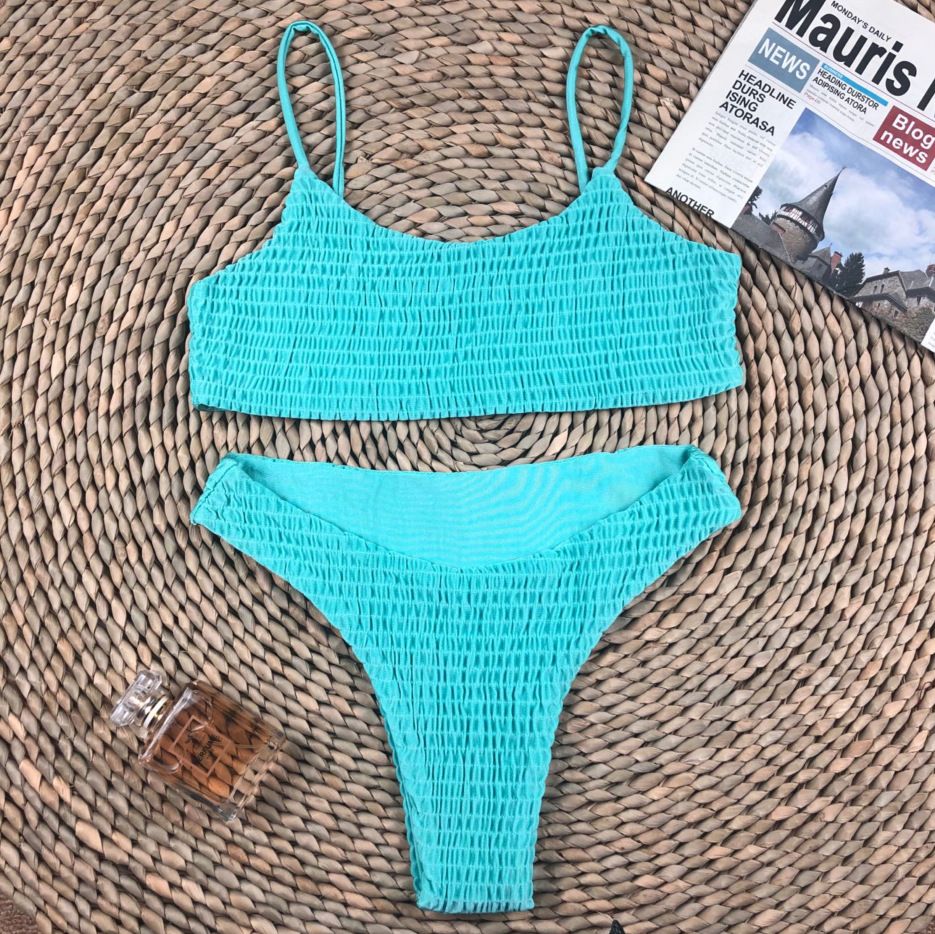 Costume da bagno caldo da donna, bikini sexy a triangolo plissettato _voghion.com