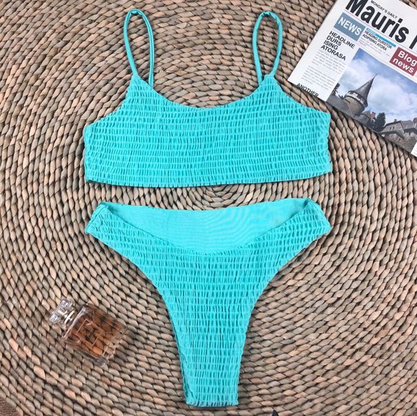 Costume da bagno caldo da donna, bikini sexy a triangolo plissettato _voghion.com