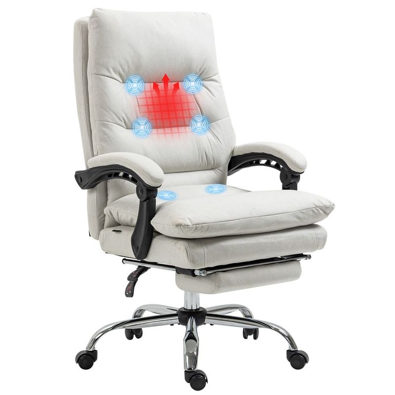 Vinsetto Microfibre Executive Massage Office Chair, Computer Desk Chair, Heated Reclining Chair With Footrest, Double-tier Padding, Swivel Wheels, C_voghion.com