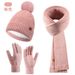 Scarf Gloves Three-Piece Set For Women Autumn Winter Outdoor Warm Double Layer Yarn Knitted Hat_voghion.com