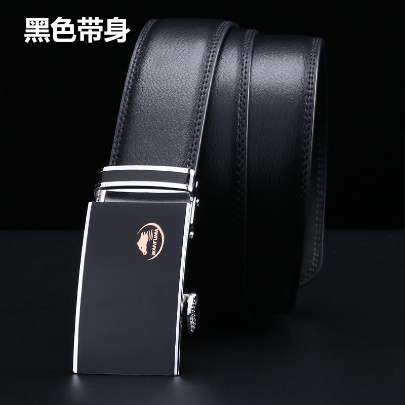 Herenriem van echt leer, casual, met automatische gesp, Koreaanse stijl, trendy_voghion.com