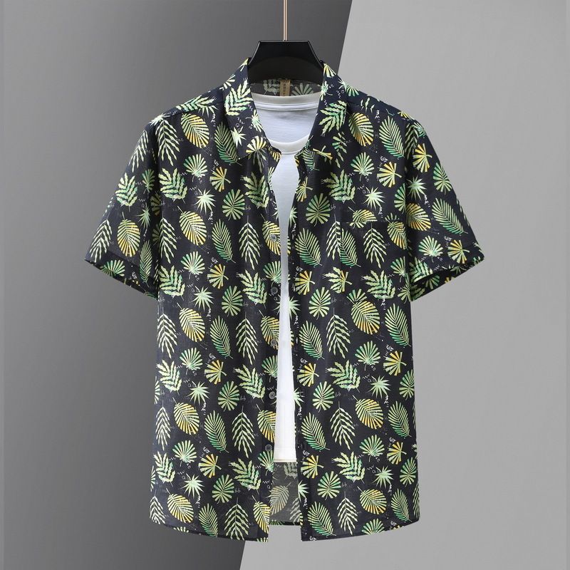 Chemise hawaïenne à manches courtes pour homme, en soie, coton et lin, séchage rapide, coupe ample, grande taille, extra large, super grasse, CT 2407_voghion.com