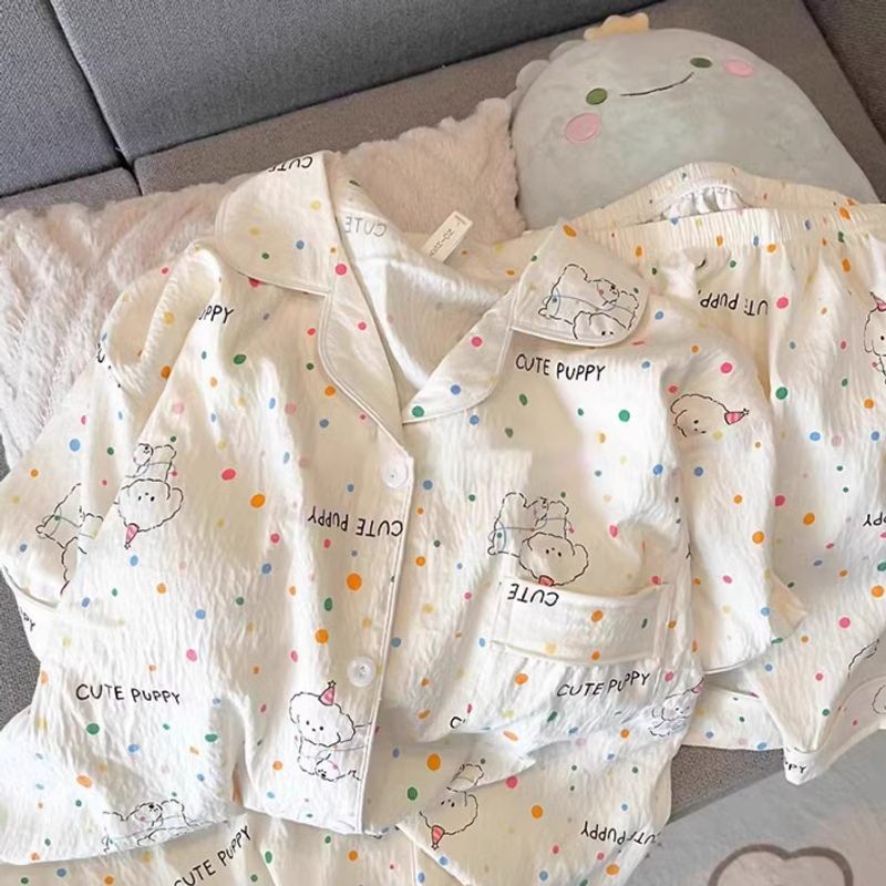 2024 Internet beroemdheid Instagram stijl zomer nieuwe zoete kegel, schattige puppy pyjama, vrouwen wolk katoenen huispak set_voghion.com