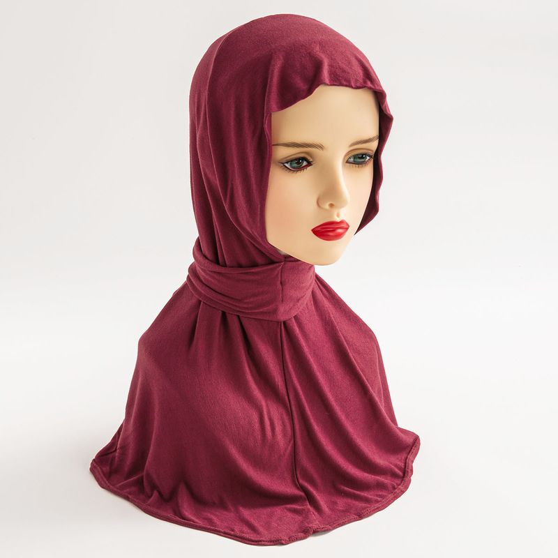 Sciarpa hijab in cotone modal – Copricapo da donna mediorientale con laccio a 3 bottoni (cappello interno traspirante e rivestimento in stile malese)_voghion.com