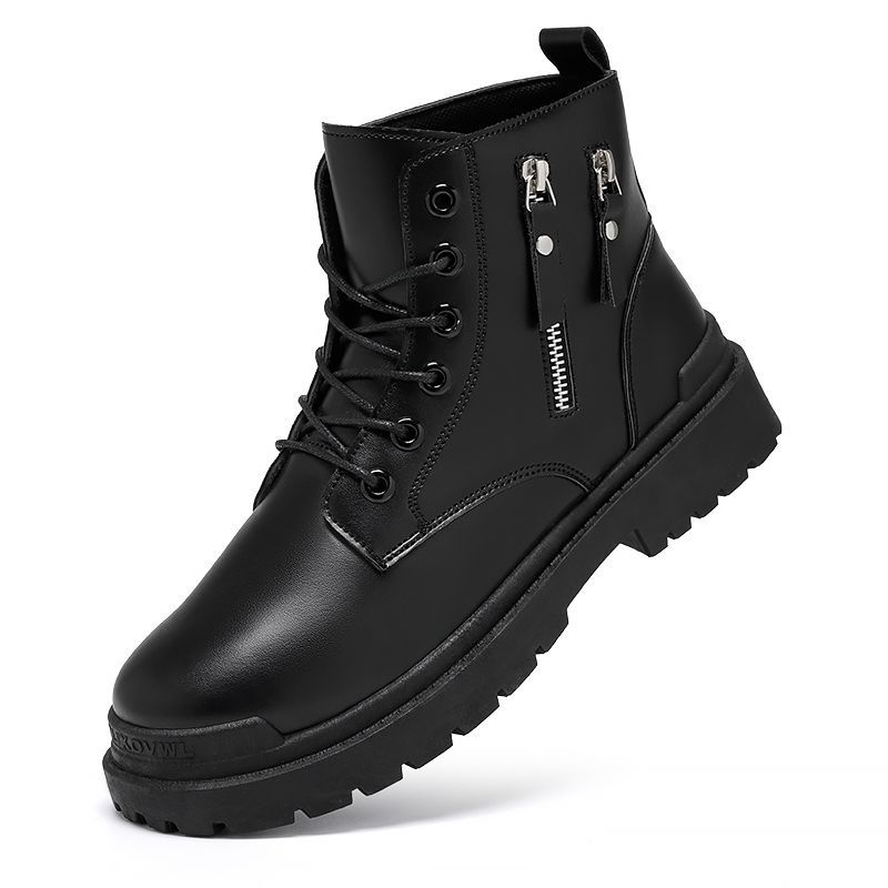Brand factory store læder Martin retro trend motorcykel high-end high top lynlås arbejdsstøvler herresko_voghion.com